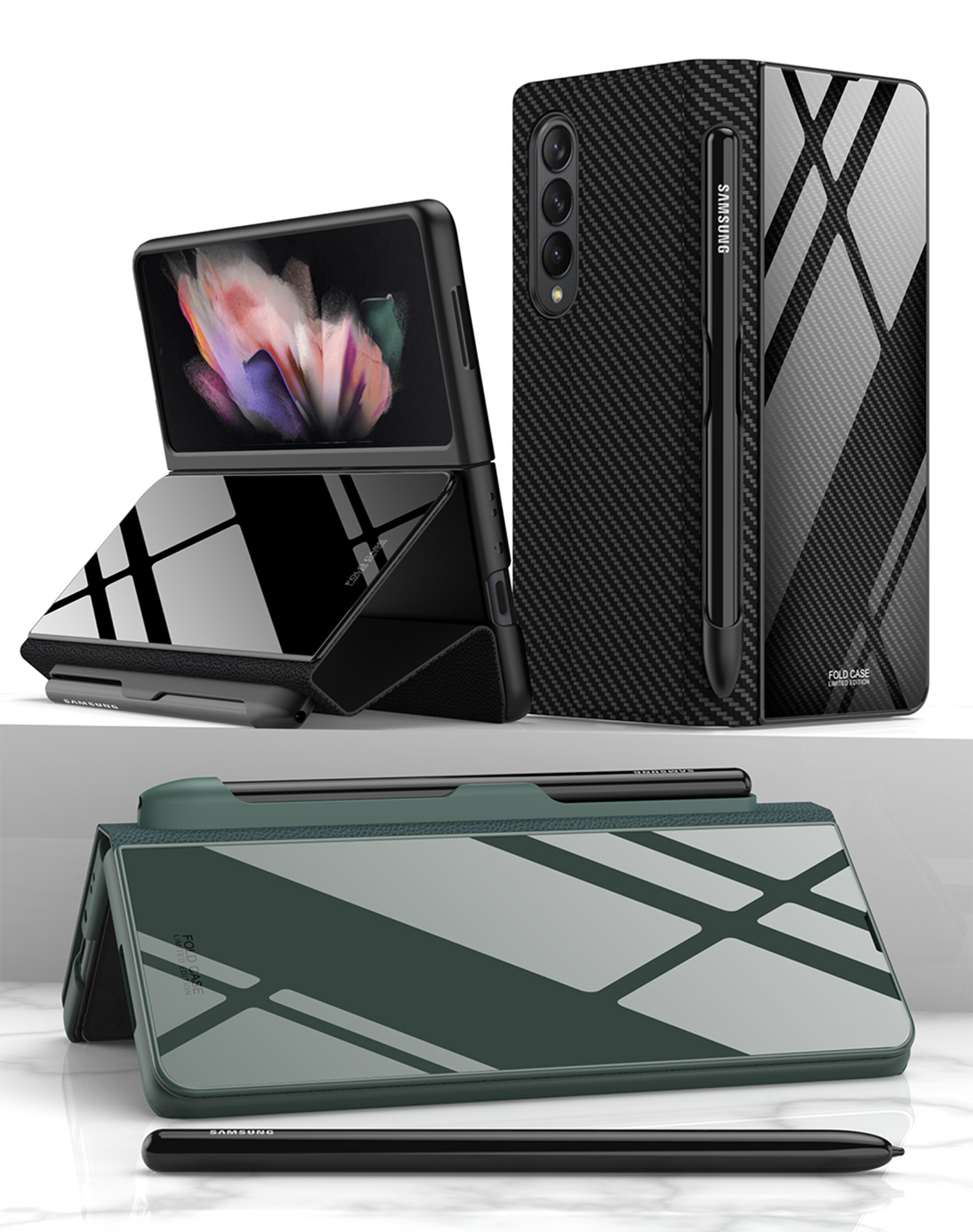 Leather Pattern Z Fold Case - LAMKARI