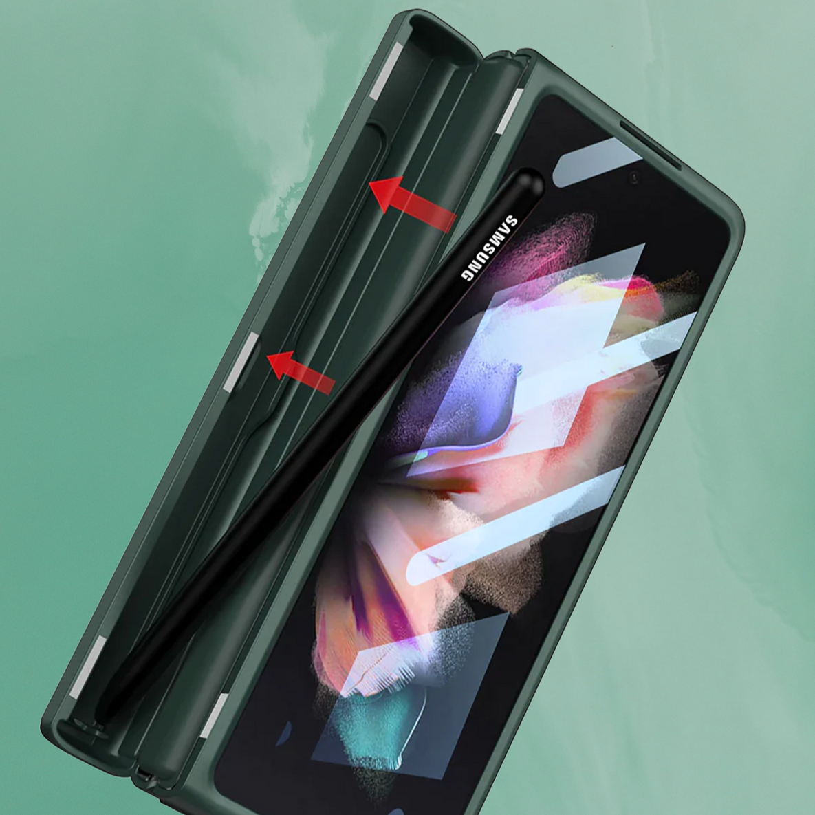 Leather Pen Holder Z Fold case - LAMKARI