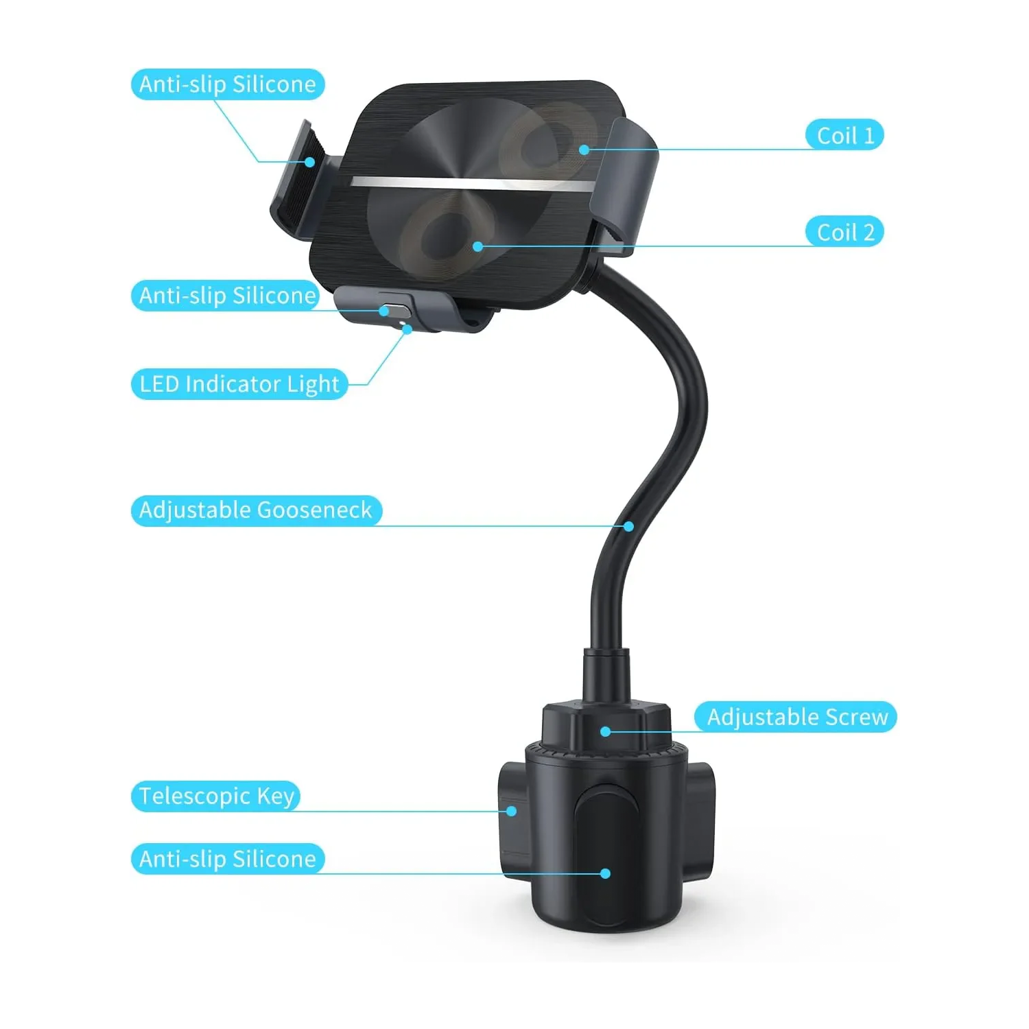 Z Fold7 Car Wireless Charger Mount - Dual Coil Z Fold 7 Cup Holder Charging Stand