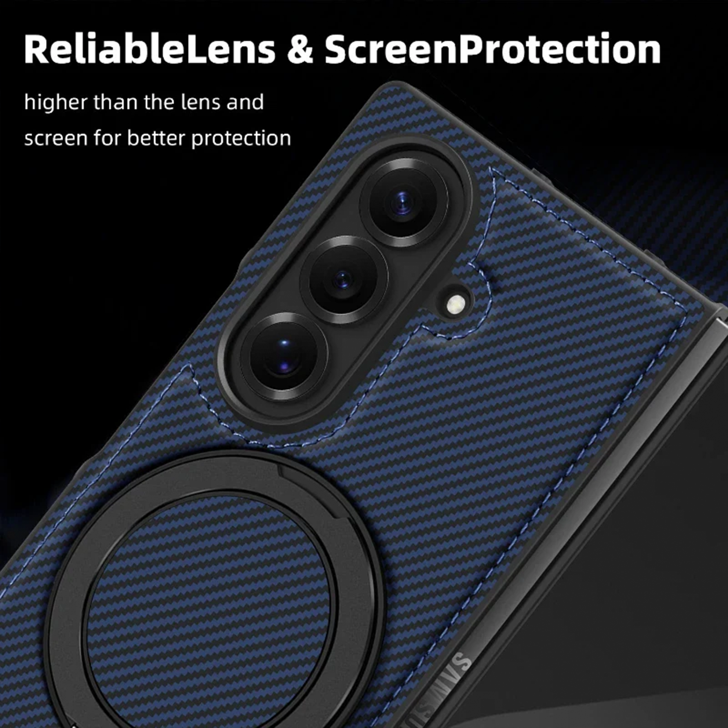 Carbon Fiber Z Fold7 Case MagSafe Ring Holder - 360° Kickstand Z Fold 7 Wireless Charging Cover