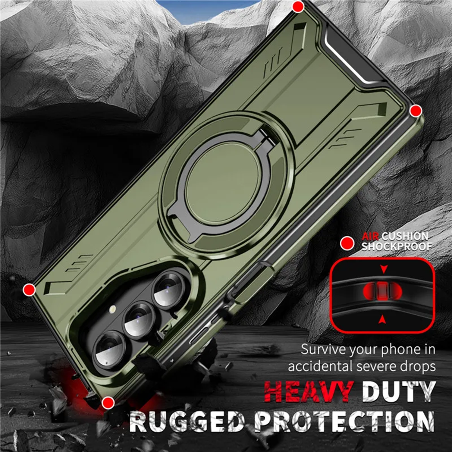 Military Grade Z Fold7 Case Tactical Ring Kickstand - Heavy Duty Z Fold 7 MagSafe Wireless Charging Cover