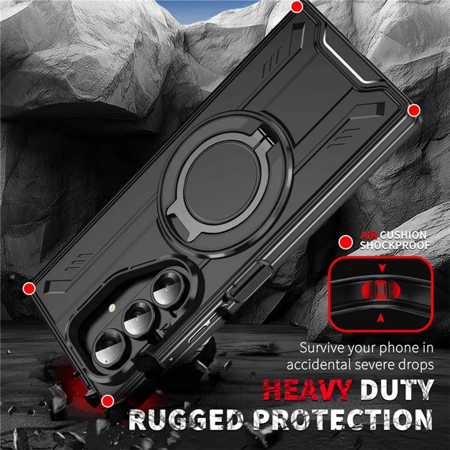 Military Grade Z Fold7 Case Tactical Ring Kickstand - Heavy Duty Z Fold 7 MagSafe Wireless Charging Cover