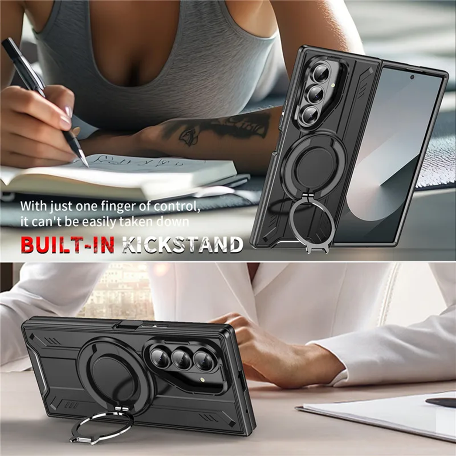 Military Grade Z Fold7 Case Tactical Ring Kickstand - Heavy Duty Z Fold 7 MagSafe Wireless Charging Cover