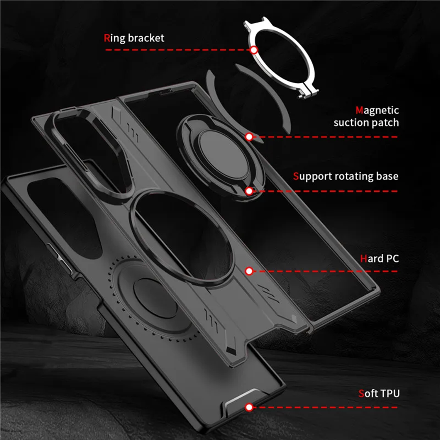 Military Grade Z Fold7 Case Tactical Ring Kickstand - Heavy Duty Z Fold 7 MagSafe Wireless Charging Cover