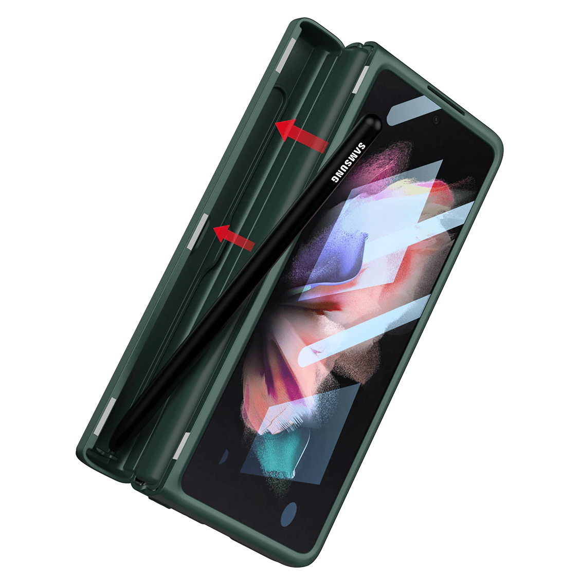 Leather Pen Holder Z Fold case - LAMKARI