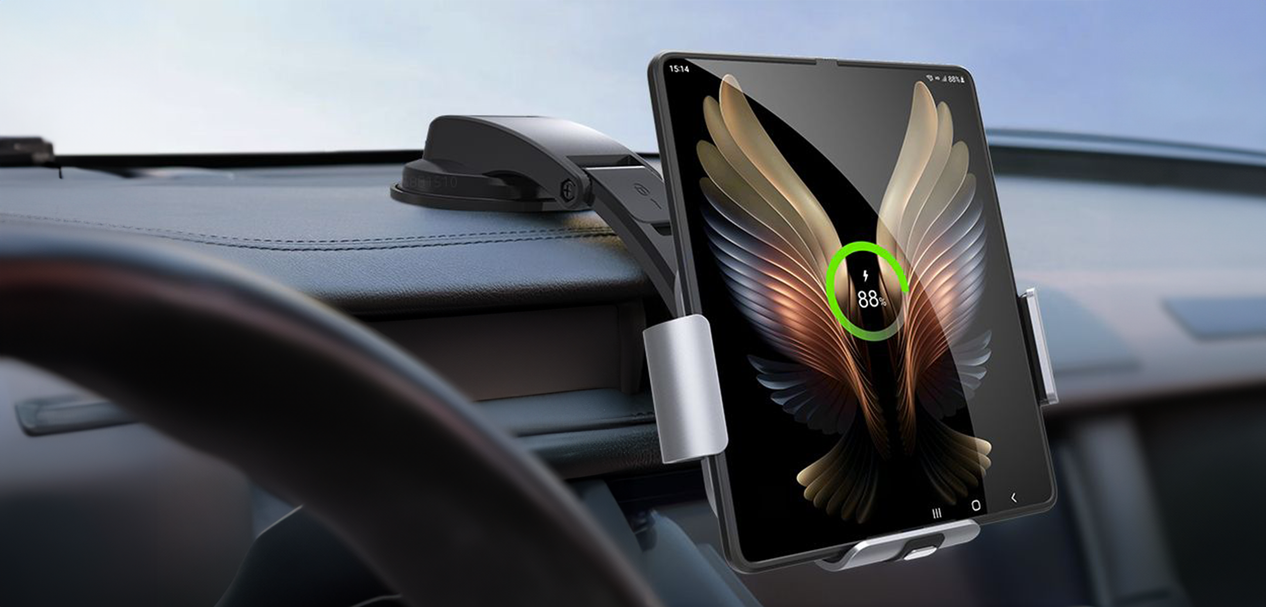 Samsung Galaxy Z Fold Car Wireless Charging Mount - Fold6 Fold5 Fold4 Fold3