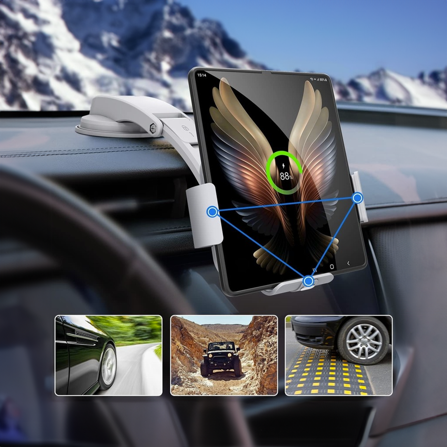 Samsung Galaxy Z Fold Car Wireless Charging Mount - Fold6 Fold5 Fold4 Fold3