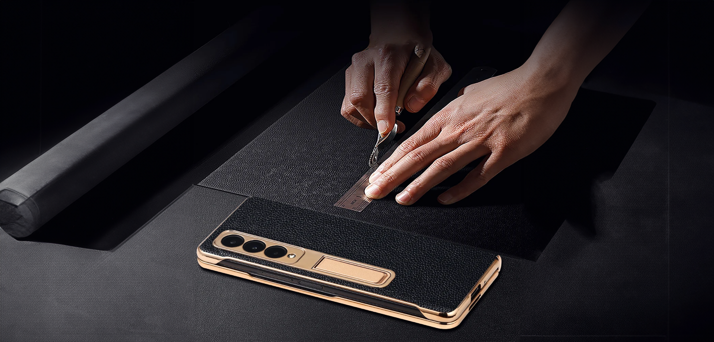 Hinge Protection Samsung Galaxy Leather Z Fold Case - Fold6 Fold5 Fold4 Fold3 Lamkari