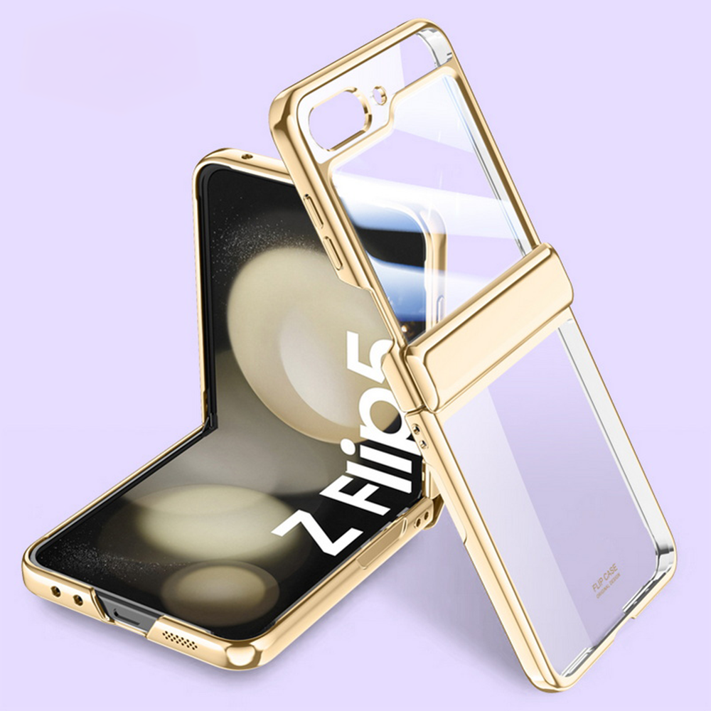 Minimalist Samsung Galaxy Clear Z Flip Case hinge protection - Flip6 Filp5 Filp4 Filp3