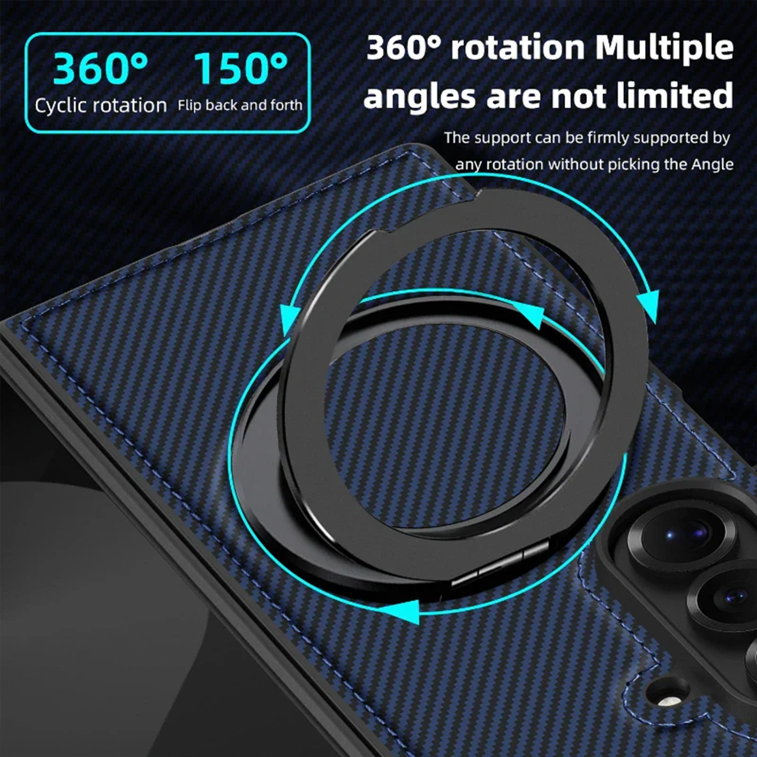 Carbon Fiber Z Fold7 Case MagSafe Ring Holder - 360° Kickstand Z Fold 7 Wireless Charging Cover