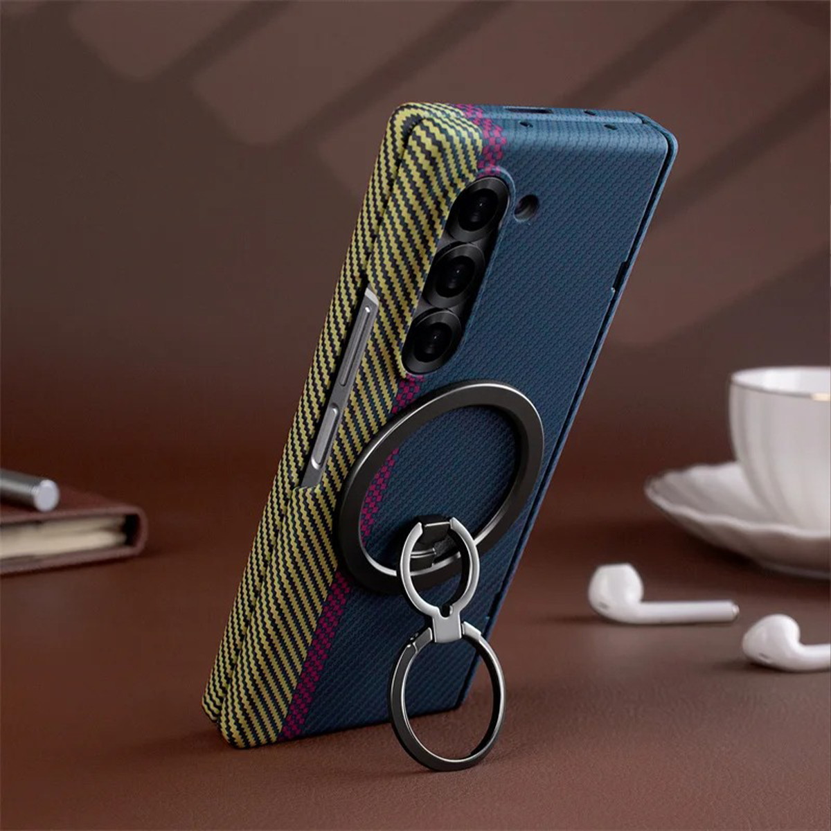 Carbon Fiber Z Fold7 Case Ring Holder - Designer Pattern Z Fold 7 Kickstand Cover