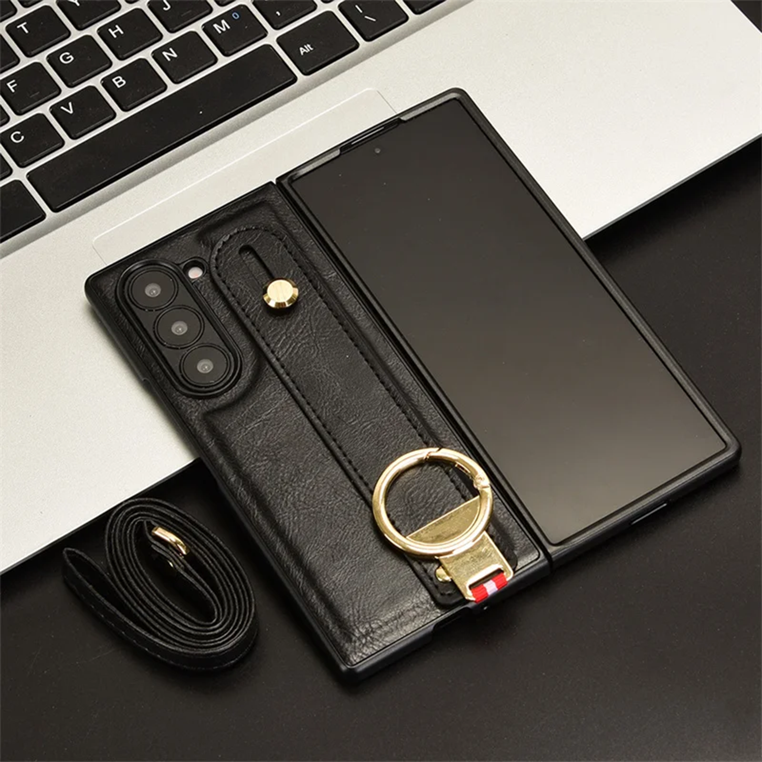 Lanyard Leather Z Fold6 Case - LAMKARI