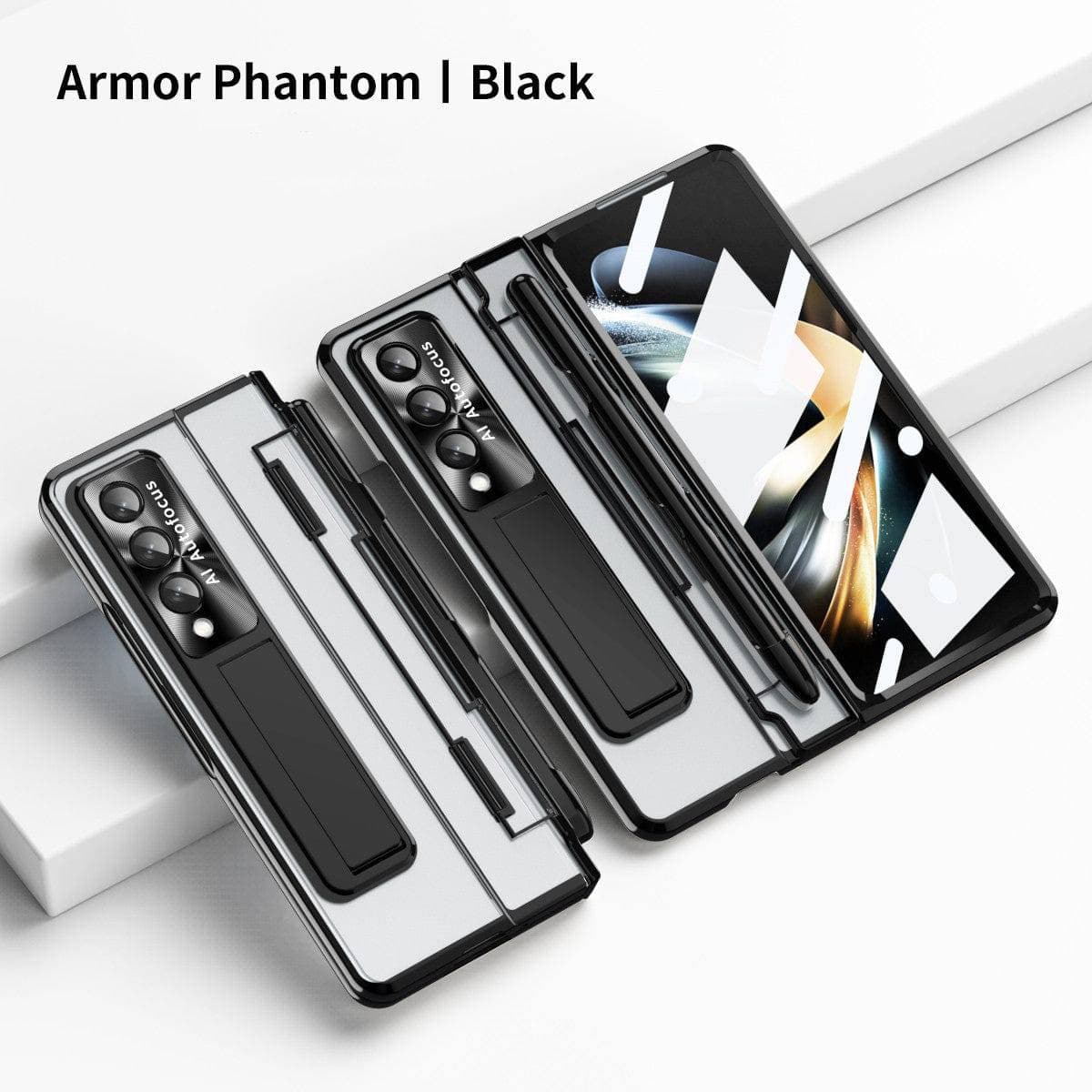360° Clear Armor Case - Z Fold Series - LAMKARI - Hinge protection Z Fold5 Case  -Black